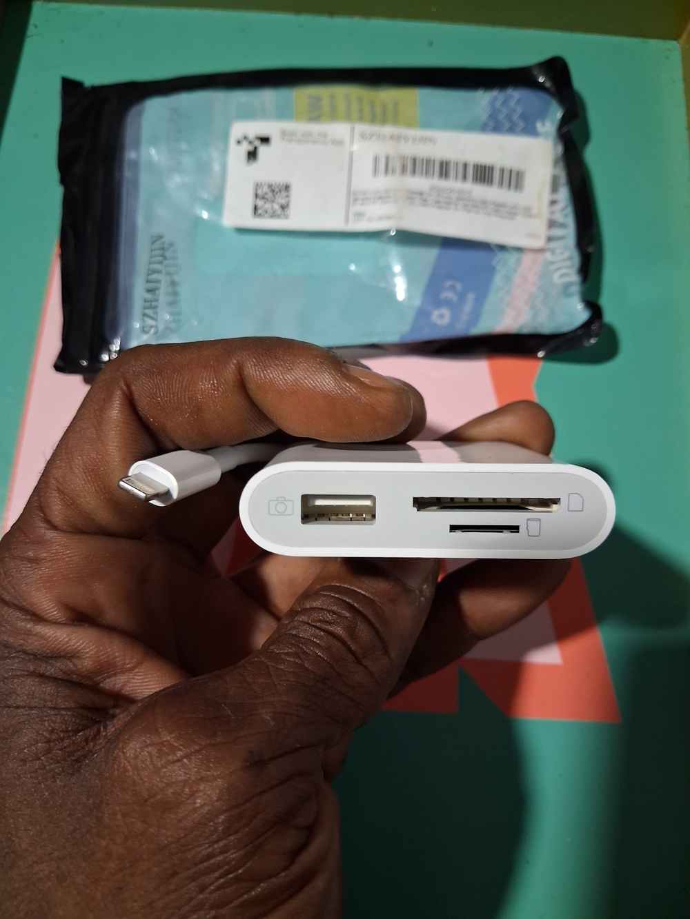 White USB-C to Multi-Card Reader and USB Adapter